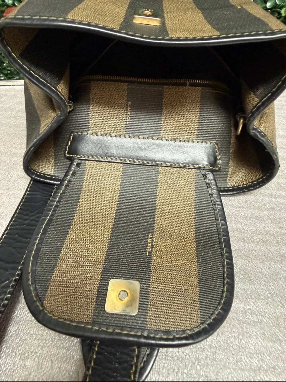 Fendi PEQUIN Striped Sling Backpack Bag Vintage